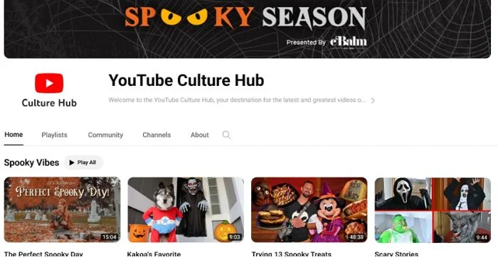 L'espace Sppoky Vibes, pour mettre en avant les contenus liés à Halloween sur YouTube. 