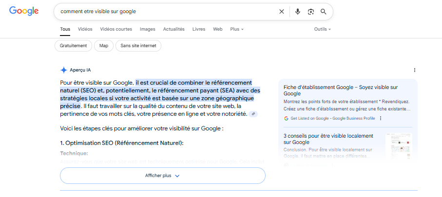 visibilité apercu ia