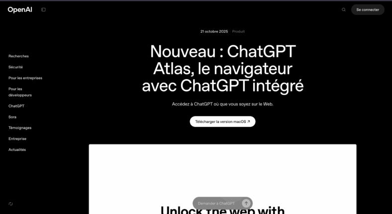 ChatGPT Atlas : le nouveau navigateur de OpenAI